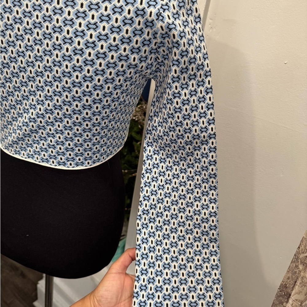Zara Black and Blue Patterned Knit Top - Picture 7 of 11